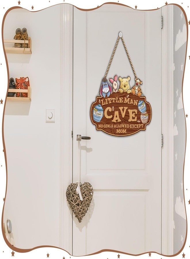 Hatzelou Classic Winnie Nursery Decor, Winnie Baby Room Hanging Wall Art Decoration, the Pooh Baby Decor for Little Boy, Winnie Baby Decor, Boys Cave Wooden Sign, Perfect for Baby Shower Room Decor - Image 5